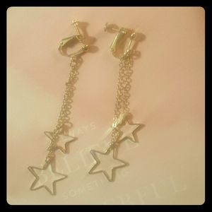 Screw on stars and chain earings